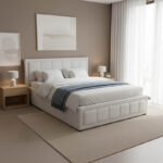 Κρεβάτι Huga pakoworld με αποθηκευτικό χώρο ύφασμα γκρι 160x200εκ - Image 2