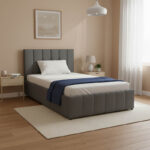 Κρεβάτι Snuggle pakoworld με αποθηκευτικό χώρο βελούδο ανθρακί 120x200εκ - Image 2