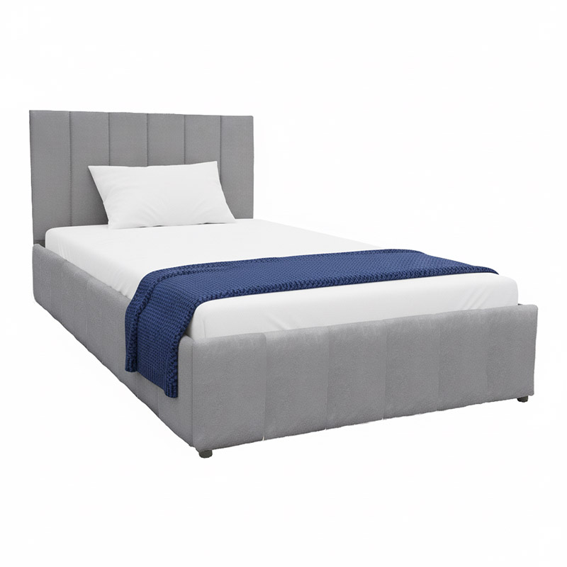 388-000018 Κρεβάτι Snuggle pakoworld με αποθηκευτικό χώρο βελούδο γκρι 120x200εκ