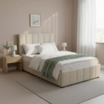 Κρεβάτι Snuggle pakoworld με αποθηκευτικό χώρο ύφασμα μπεζ 120x200εκ - Image 2