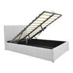 Κρεβάτι Snuggle pakoworld με αποθηκευτικό χώρο ύφασμα γκρι 120x200εκ - Image 5