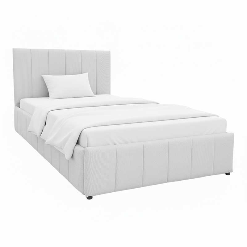 388-000020 Κρεβάτι Snuggle pakoworld με αποθηκευτικό χώρο ύφασμα γκρι 120x200εκ