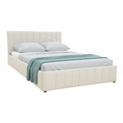 Κρεβάτι Snuggle pakoworld με αποθηκευτικό χώρο ύφασμα μπεζ 160x200εκ