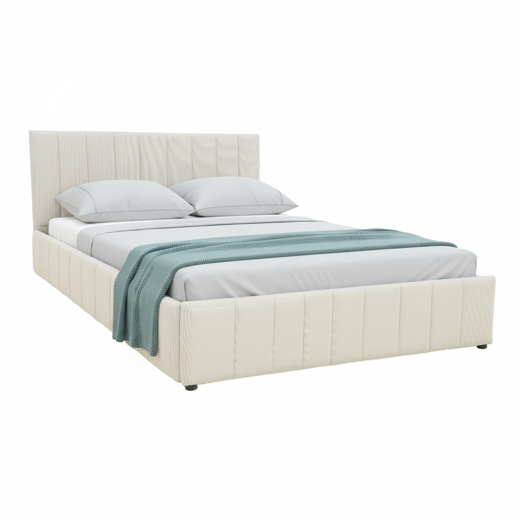 388-000023 Κρεβάτι Snuggle pakoworld με αποθηκευτικό χώρο ύφασμα μπεζ 160x200εκ