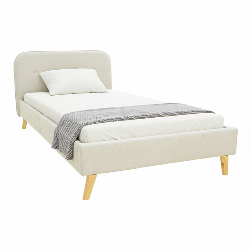 388-000025 Κρεβάτι LumiLux pakoworld ύφασμα σε μπεζ απόχρωση 100x200εκ