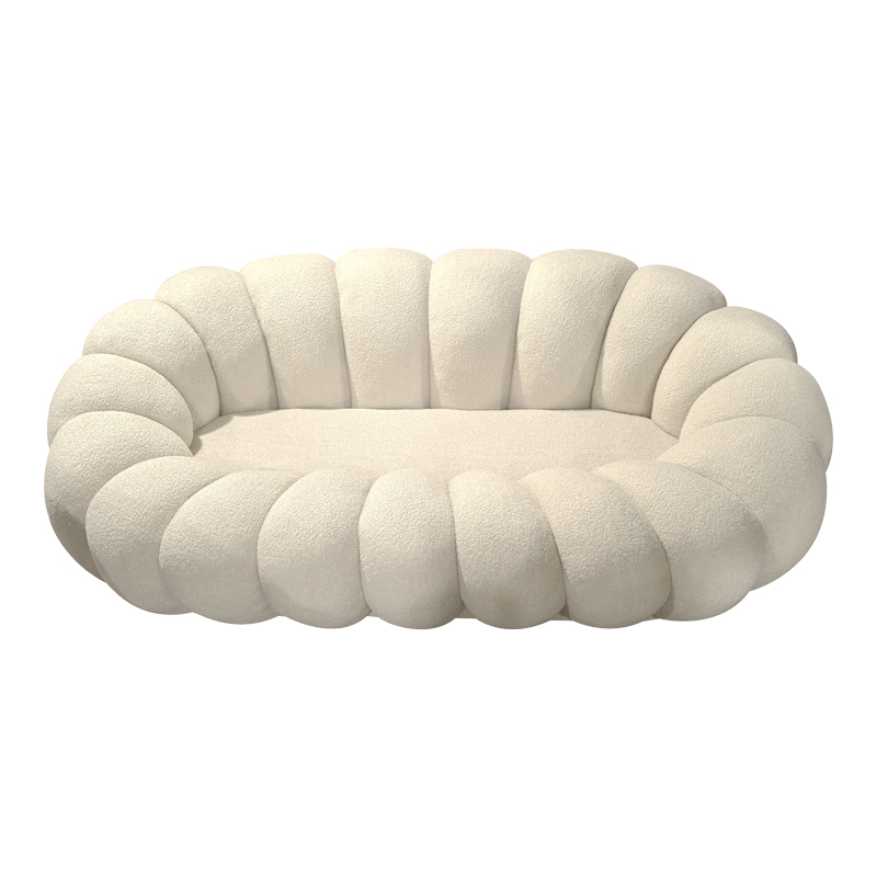 392-000001-1 Καναπές Embrace pakoworld μπουκλέ ύφασμα σε μπεζ απόχρωση 180x105x65εκ - Image 2