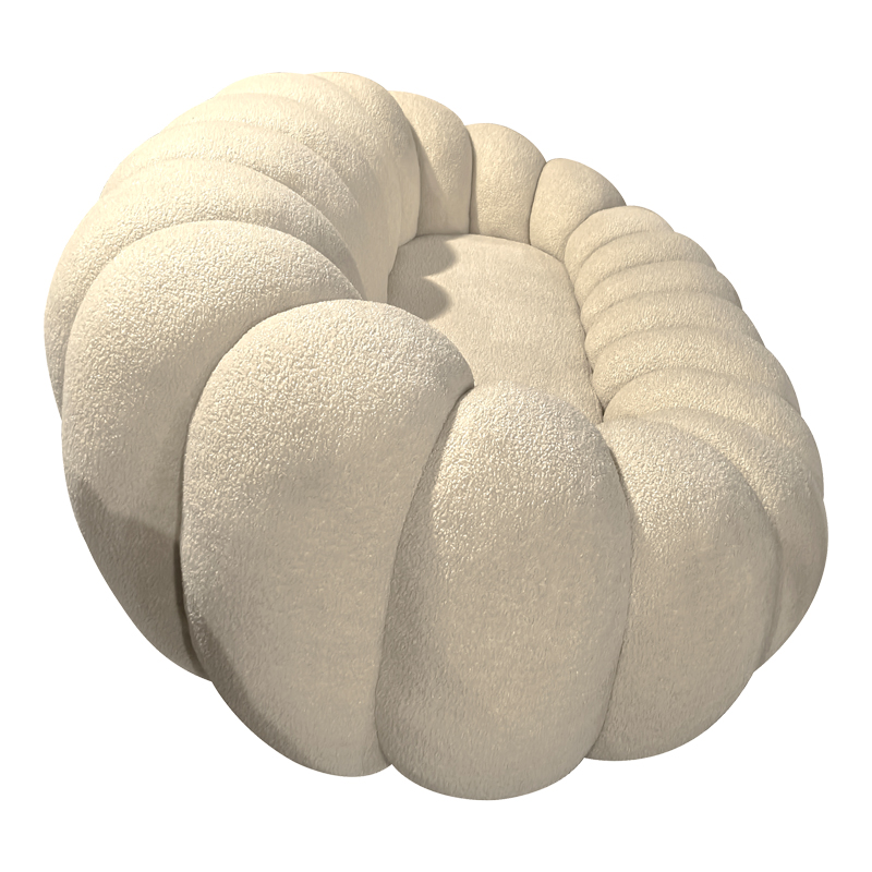 392-000001-2 Καναπές Embrace pakoworld μπουκλέ ύφασμα σε μπεζ απόχρωση 180x105x65εκ - Image 3