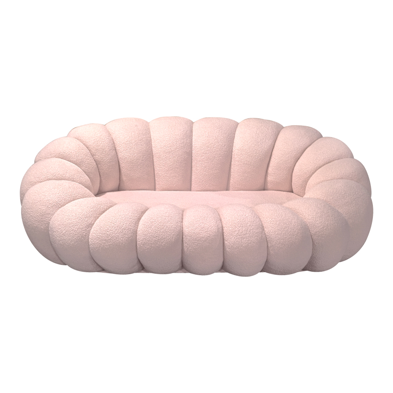 392-000003-2 Καναπές Embrace pakoworld μπουκλέ ύφασμα σε ροζ απόχρωση 180x105x65εκ - Image 3