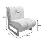 Πολυθρόνα Cocoon pakoworld ύφασμα σε λευκή -πόδια σε φυσική απόχρωση 65x75x77εκ - Image 4