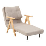 Πολυθρόνα-Κρεβάτι Restyl pakoworld rubberwood- μπουκλέ ύφασμα σε κρεμ απόχρωση 75x60x93εκ - Image 2