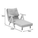 Πολυθρόνα-Κρεβάτι Restyl pakoworld rubberwood- μπουκλέ ύφασμα σε κρεμ απόχρωση 75x60x93εκ - Image 6