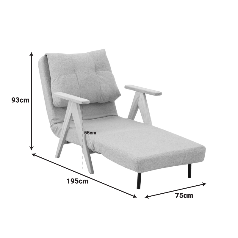 392-000013-5 Πολυθρόνα-Κρεβάτι Restyl pakoworld rubberwood- μπουκλέ ύφασμα σε κρεμ απόχρωση 75x60x93εκ - Image 6