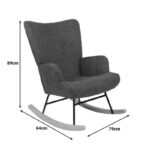 Κουνιστή πολυθρόνα Jianna pakoworld ανθρακί ύφασμα με πόδι σε φυσική απόχρωση 79x64x89εκ - Image 8