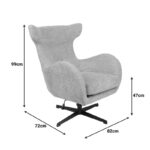 Πολυθρόνα Zefrina pakoworld περιστρεφόμενη μπεζ ύφασμα με βάση σε μαύρη απόχρωση 82x77x99εκ - Image 8