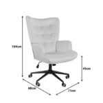 Καρέκλα γραφείου διευθυντή Lobima pakoworld περιστρεφόμενη κρεμ βελούδο 68x71x105-112εκ - Image 8