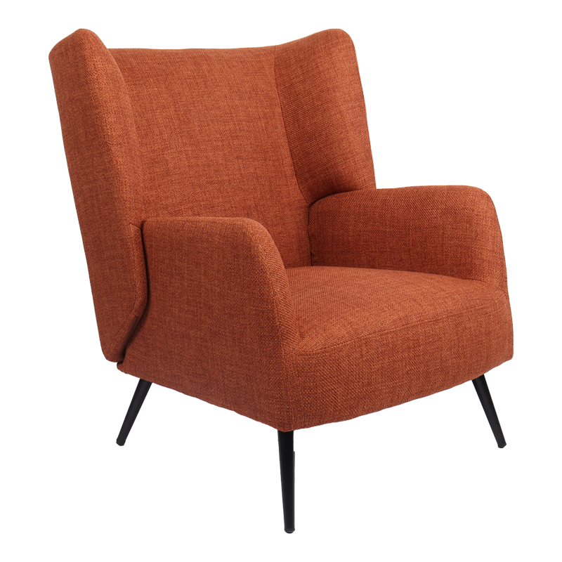 393-000026 Πολυθρόνα Mareta pakoworld terracotta ύφασμα με πόδι σε μαύρη απόχρωση 83x80x99εκ