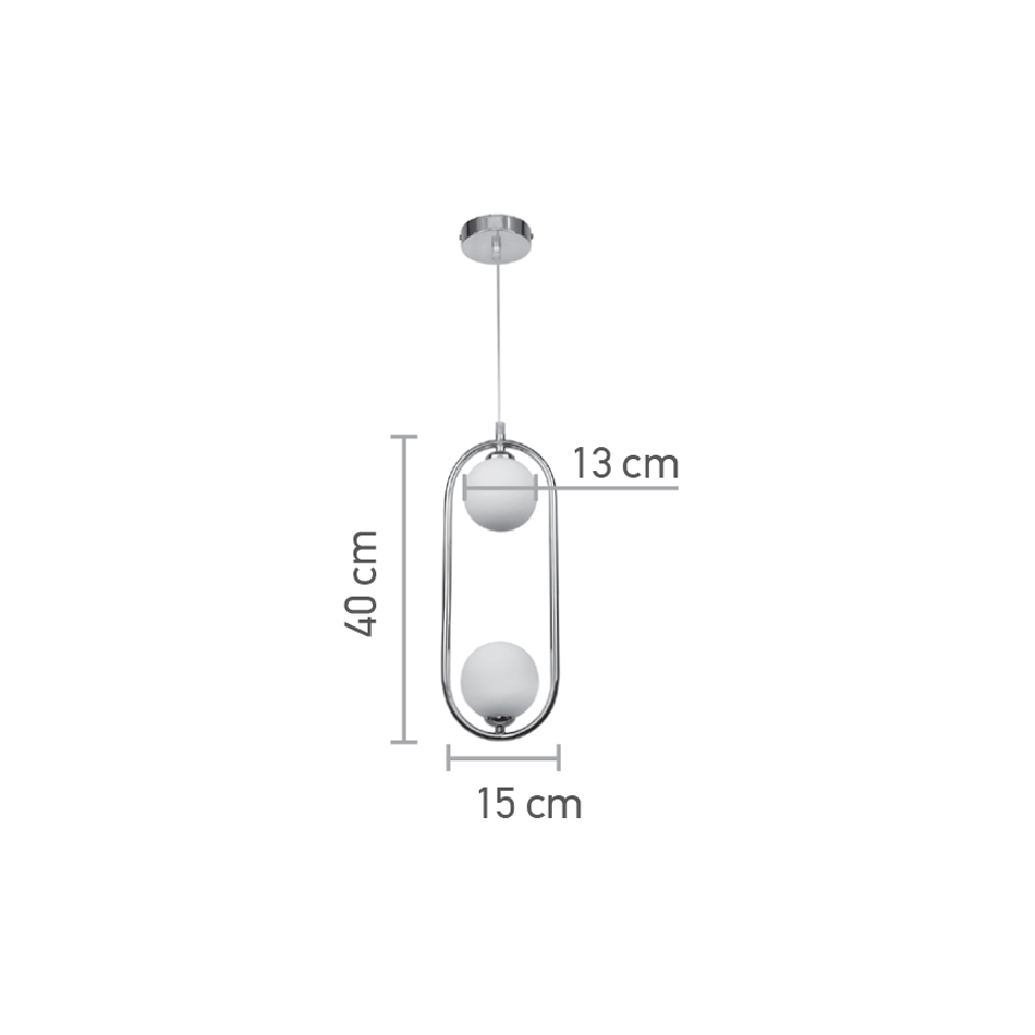 4023-CH-DIM InLight Κρεμαστό φωτιστικό σε χρώμιο απόχρωση και λευκή οπαλίνα 2XG9 D:40cm (4023-CH) - Image 2