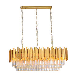 InLight Κρεμαστό φωτιστικό από χρυσαφί αλουμίνιο και κρύσταλλα 12XE14 D:100cm (6069-12)