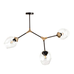 InLight Κρεμαστό φωτιστικό από μαύρο μέταλλο και διάφανο γυαλί 3XE27 D:70cm (6129-3-GL)