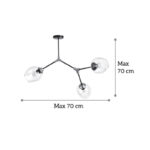 InLight Κρεμαστό φωτιστικό από μαύρο μέταλλο και διάφανο γυαλί 3XE27 D:70cm (6129-3-GL) - Image 3