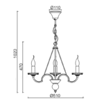 NETTO ΚΡΕΜΑΣΤΟ 3ΧΕ14 ΜΕΤΑΛ ΠΑΤΙΝΑ ΛΕΥΚΟ ΧΡΥΣΟ+ΚΡΥΣΤΑΛ Φ51ΧΗ102CM GEISHA - Image 3