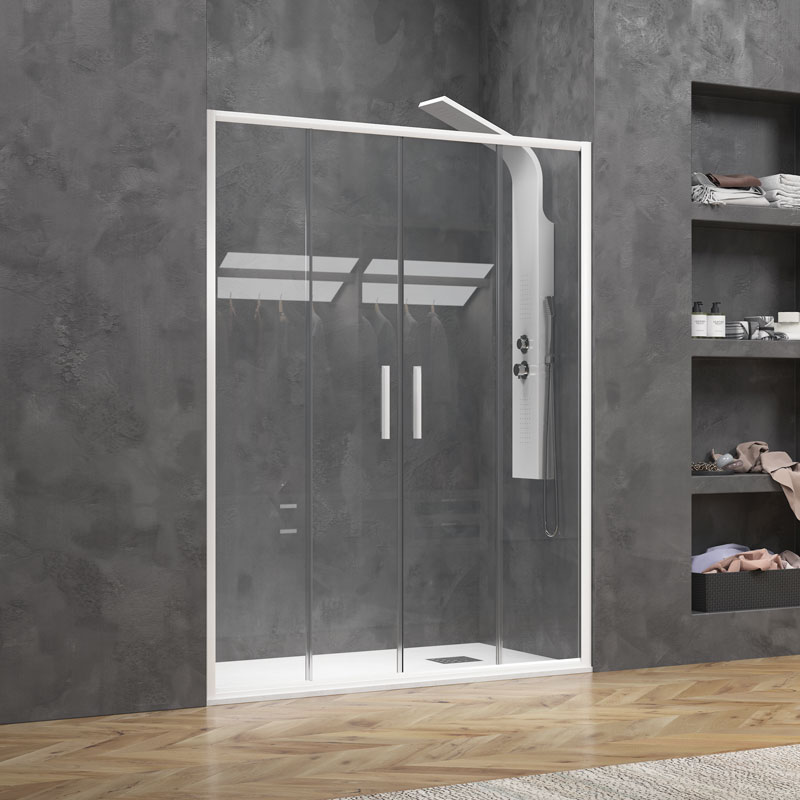 EFEB600180_1 Καμπίνα από τοίχο σε τοίχο με διάφανο κρύσταλλο EFE 600 White KARAG 180x190cm