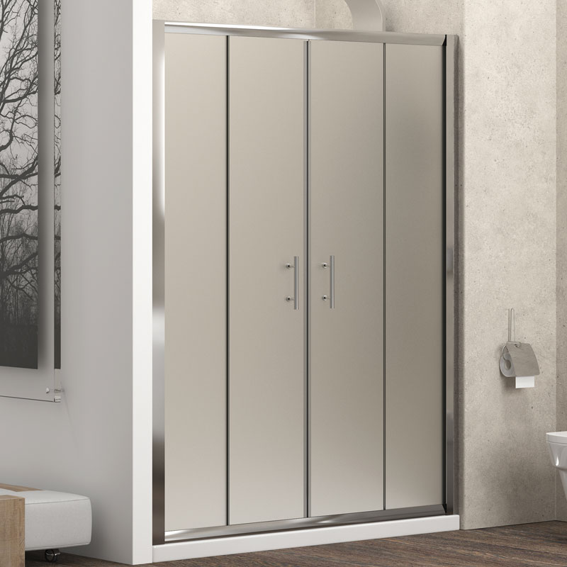 FLOS600220 Καμπίνα από τοίχο σε τοίχο με σατινέ κρύσταλλο FLORA 600 Cromo KARAG 220x190cm