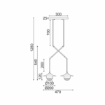 ^NETTO ΚΡΕΜΑΣΤΟ Φ/Σ 2ΧG9 ΟΡΕΙΧΑΛΚΟ/ΜΑΥΡΟ ΜΕΤ/ΚΟ + ΓΥΑΛΙ 47X20ΧΗ128CM LAYLA - Image 3