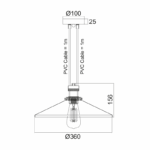NETTO ΚΑΜΠΑΝΑ ΜΕΤΑΛΛΙΚΗ ΜΑΥΡΗ 1ΧE27 2ΚΑΛΩΔΙΩΝ Φ36CM HIPPOLYTE - Image 3