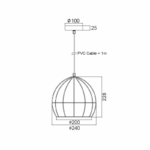 NETTO ΜΕΤΑΛΛΙΚΟ ΚΡΕΜΑΣΤΟ Φ/Σ ΜΑΥΡΟ ΠΛΕΓΜΑ Φ24χΗ23cm PROMETHEUS - Image 3
