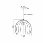 NETTO ΜΕΤΑΛΛΙΚΟ ΚΡΕΜΑΣΤΟ Φ/Σ ΜΑΥΡΟ ΠΛΕΓΜΑ Φ40χΗ35cm PROMETHEUS - Image 3