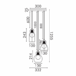 JULIETTE-ΦΩΤΙΣΤΙΚΟ ΚΡΕΜΑΣΤΟ ΜΑΥΡΟ ΓΥΑΛΙΝΟ ΣΥΜΒΑΤΙΚΟ ΙΡ20 3xΕ27 330XH1255mm - Image 2