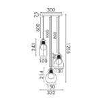 JULIETTE-ΦΩΤΙΣΤΙΚΟ ΚΡΕΜΑΣΤΟ ΟΡΕΙΧΑΛΚΙΝΟ ΓΥΑΛΙΝΟ ΣΥΜΒΑΤΙΚΟ ΙΡ20 3xΕ27 330XH1255mm - Image 3