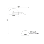 NETTO ΕΠΙΤΡΑΠΕΖΙΟ Φ/Σ 1ΧΕ27 ΜΕΤΑΛΛΙΚΟ+ΜΑΡΜΑΡΟ 35Χ23ΧΗ48CM OCEANUS - Image 3