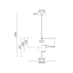 ΚΡΕΜΑΣΤΟ ΦΩΤΙΣΤΙΚΟ ΜΑΥΡΟ ΜΕΤΑΛΛΟ ΔΥΟ ΕΠΙΠΕΔΩΝ ΜΠΕΖ ΥΦΑΣΜΑΤΙΝΟ ΚΑΠΕΛΟ D40*H120cm 1*E27,Max 60W ANAFI - Image 3