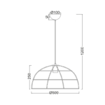 NETTO ΚΡΕΜΑΣΤΟ Φ/Σ 1ΧΕ27 ΜΕΤΑΛΛΙΚΟ ΠΛΕΓΜΑ ΜΑΥΡΟ Φ50ΧΗ120CM PROMETHEUS - Image 3