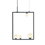 ^NETTO ΚΡΕΜΑΣΤΟ Φ/Σ 4xG9 QUADRO ΜΑΥΡΟ ΜΕΤ/ΚΟ +ΛΕΥΚΟ ΓΥΑΛΙ 49Χ12Χ120CM