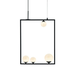 ^NETTO ΚΡΕΜΑΣΤΟ Φ/Σ 4xG9 QUADRO ΜΑΥΡΟ ΜΕΤ/ΚΟ +ΛΕΥΚΟ ΓΥΑΛΙ 49Χ12Χ120CM