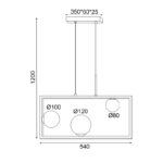 ^NETTO ΚΡΕΜΑΣΤΟ Φ/Σ 3xG9 QUADRO ΜΑΥΡΟ ΜΕΤ/ΚΟ +ΛΕΥΚΟ ΓΥΑΛΙ 54Χ12Χ120CM - Image 3