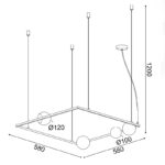 ^NETTO ΚΡΕΜΑΣΤΟ Φ/Σ 4xG9 QUADRO ΜΑΥΡΟ ΜΕΤ/ΚΟ +ΛΕΥΚΟ ΓΥΑΛΙ 58Χ58Χ120CM - Image 5