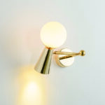 ^ΕΠΙΤΟΙΧΟ Φ/Σ 1xG9+1xGU10 KIMOLOS ΧΡΥΣΟ ΜΕΤ/ΚΟ + ΛΕΥΚΟ ΓΥΑΛΙ 22Χ20Χ17CM - Image 2