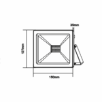 BLACK LED SMD FLOOD LUMINAIRE IP66 20W 6000K 1760Lm 12-24V DC RA80 - Image 2
