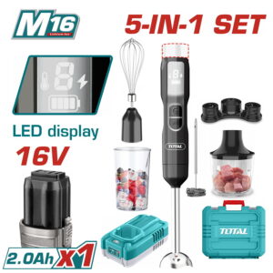 TOTAL ΣΕΤ ΜΠΛΕΝΤΕΡ ΧΕΙΡΟΣ 5 σε 1 ΜΠΑΤ.  Li-ion 16V / 2Ah / 1 ΜΠΑΤ (TJB056K)