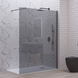 Σταθερό διαχωριστικό ντουζιέρας με fume κρύσταλλο WALKIN 1 Gun Metal KARAG 100x200cm