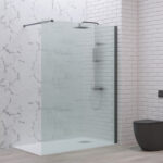 Σταθερό διαχωριστικό ντουζιέρας με flute κρύσταλλο WALKIN 1 Gun Metal KARAG 120x200cm