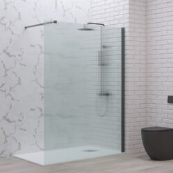 Σταθερό διαχωριστικό ντουζιέρας με flute κρύσταλλο WALKIN 1 Gun Metal KARAG 120x200cm