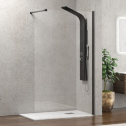 Σταθερό διαχωριστικό ντουζιέρας με διάφανο κρύσταλλο WALKIN 1 Gun Metal KARAG 150x200cm