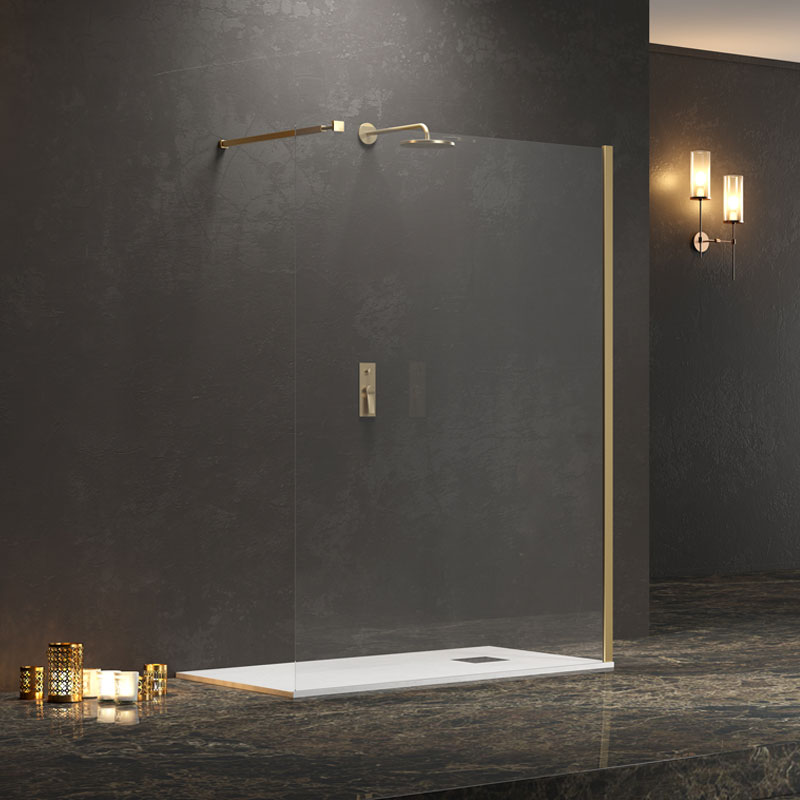 WAL1O70_4 Σταθερό διαχωριστικό ντουζιέρας με διάφανο κρύσταλλο WALKIN 1 Gold KARAG 70x200cm