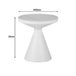 Βοηθητικό τραπέζι Coozlin Inart sintered stone σε απόχρωση λευκό μαρμάρου με λευκό μέταλλο Φ50x50εκ - Image 5