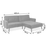 Καναπές γωνία-κρεβάτι με υποπόδιο Dream pakoworld  γκρι-ασημί βελούδο 209x157x80εκ - Image 10